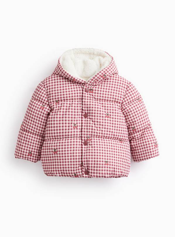 Pink Heritage Check Bow Puffa Coat 6-9 months